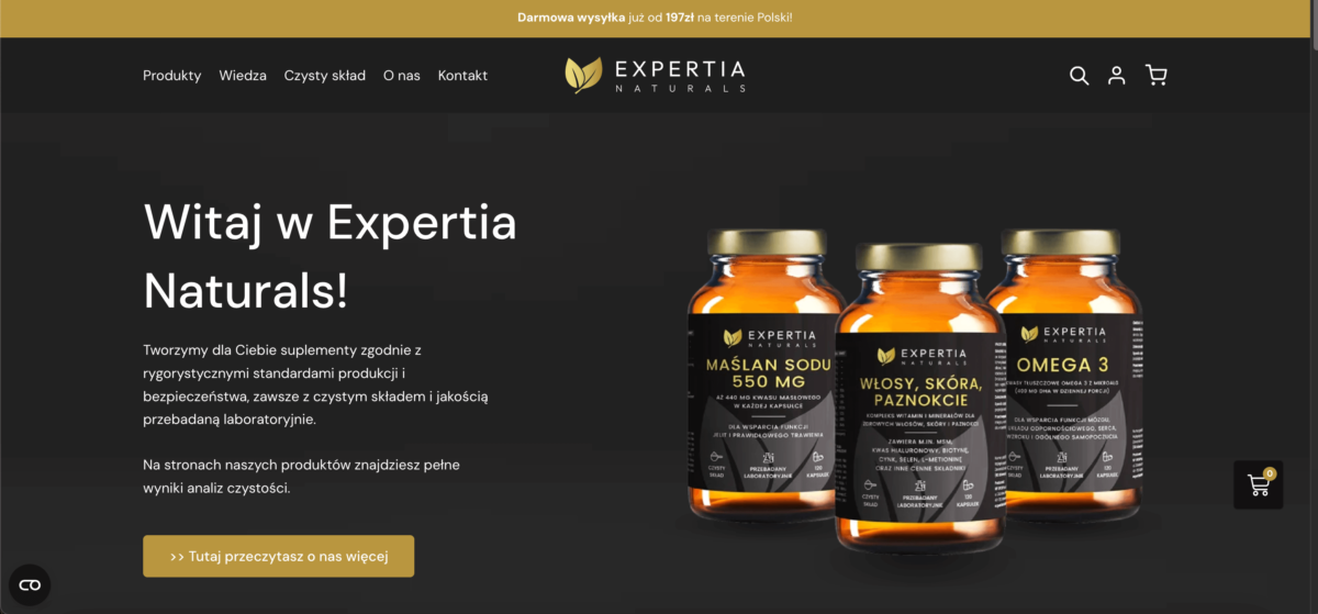 Zrzut ekranu ze strony Expertia Naturals
